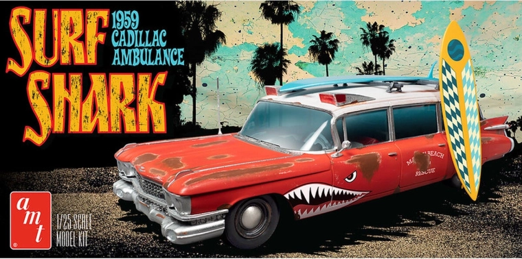 Model auto din plastic 1:25 Surf Shark 1959 Cadillac Ambulance