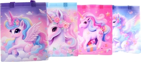 Pungă cadou cu motiv unicorn, plastic, 26 × 32 × 11 cm