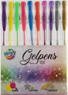Set Moxy de pixuri gel, 10 buc – metalice, pastelate și neon