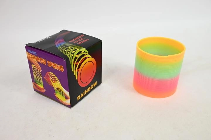 Arc de primăvară tip slinky, curcubeu, în cutie