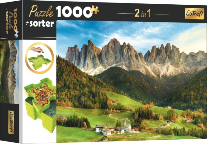 Puzzle cu sortator 2‑în‑1 Dolomiți, Italia – 1000 piese