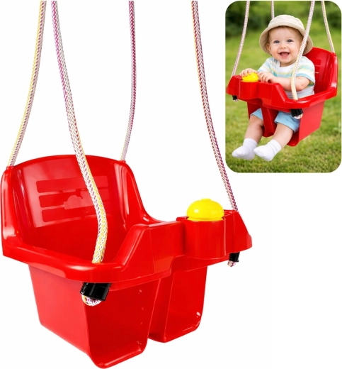 Leagăn suspendat pentru copii tip găleată, roșu