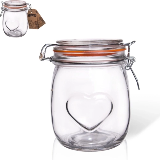 Borcan din sticlă cu închidere cu clemă Bela inimă 0,75 l