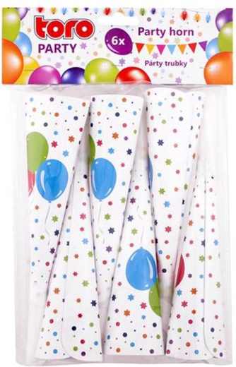 Trâmbițe de petrecere din hârtie 19 cm, 6 buc