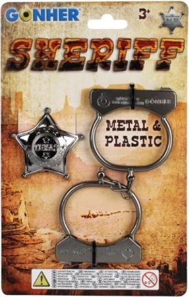 Set de cowboy cu cătușe metalice și insignă de șerif Gonher
