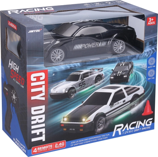 Mașină RC de drift cu telecomandă, neagră, 21,5 cm