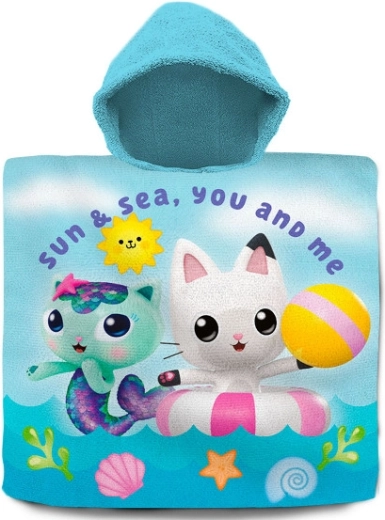 Poncho de baie pentru copii GABBY’S DOLLHOUSE 60 × 120 cm, bumbac