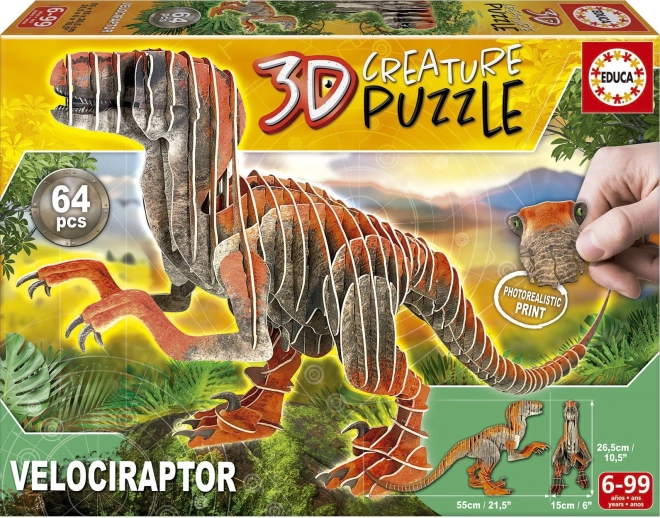 Educa puzzle 3D velociraptor 64 piese