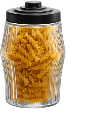Borcan din sticlă 2,8 l cu model dungi și capac metalic