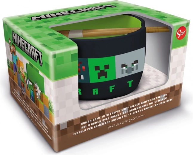 Set cadou bol ramen și bețișoare Minecraft