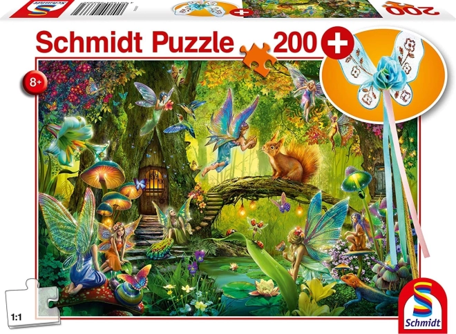 Puzzle Schmidt Zâne în pădure 200 piese cu cadou baghetă zânatică