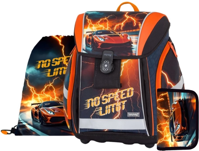Set școlar Oxybag Premium Light Auto – rucsac, săculeț și penar
