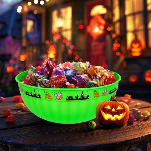Bol de servire verde din plastic, pentru Halloween, 30 × 12 cm