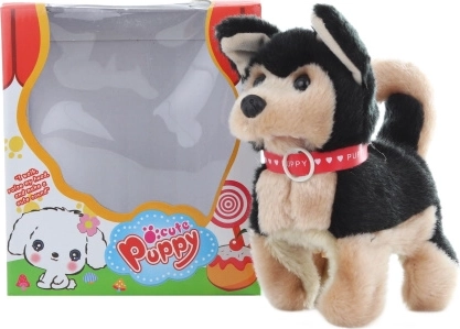 Căţeluş negru mergător pe baterii