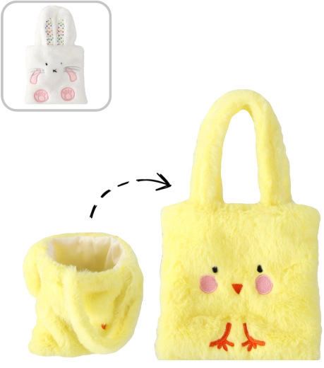 Geantă plușată de Paște puișor sau iepuraș 16 × 16 cm