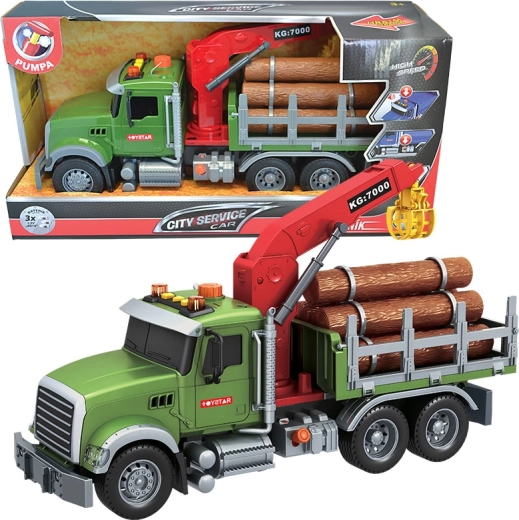 Camion pentru transportul lemnului 1:12 cu lumini și sunete CITY SERVICE CAR