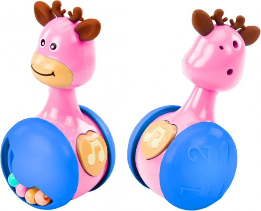 Jucărie Interactivă Cerb Clătinător cu Fluier - Roz