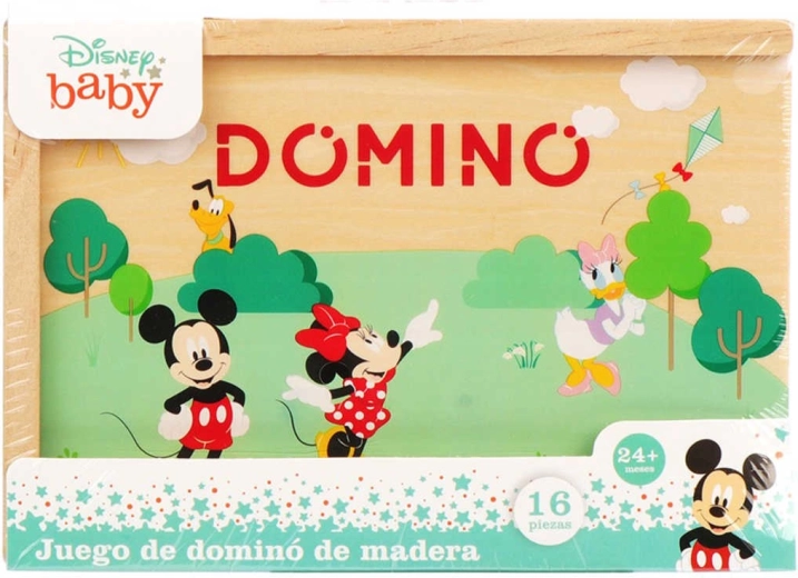 Disney Mickey Mouse domino din lemn în cutie (16 piese)