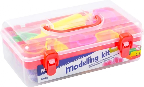 Set de modelat cu plastilină 7 culori, forme și sucitor (550 g)
