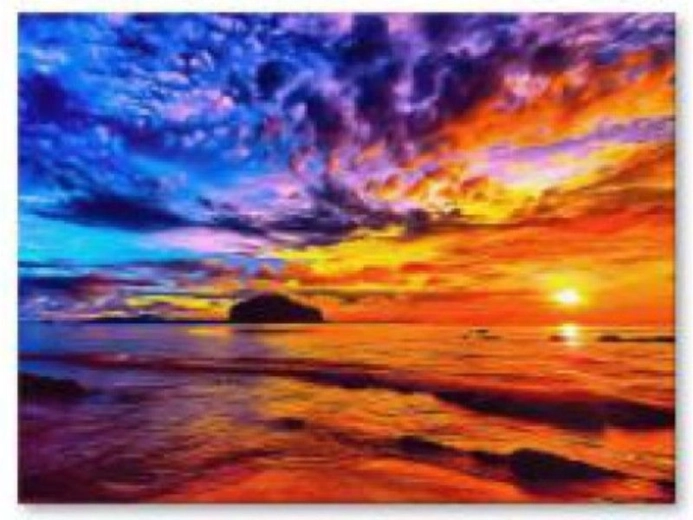 Pictură cu diamante – apus de soare deasupra oceanului 40 × 30 cm