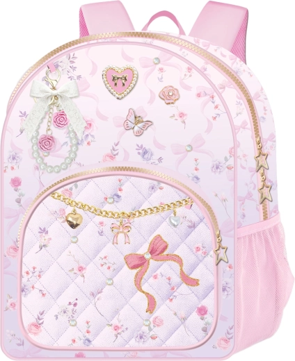 Rucsac deluxe pentru copii cu flori și fluture, în culoarea lila