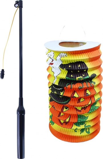 Lampion de Halloween 15 cm cu baghetă luminoasă 40 cm