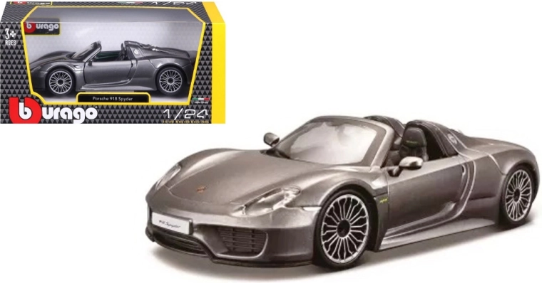 Model metalic BBURAGO 1:24 Porsche 918 Spyder – gri