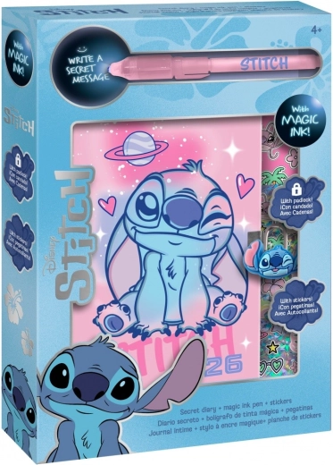 Set cadou jurnal secret Stitch A4 cu stilou magic
