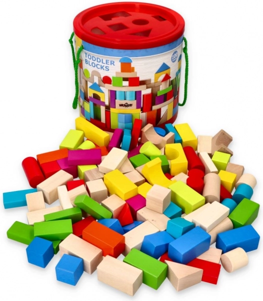 Cuburi din lemn colorate 100 buc