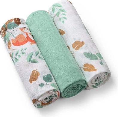 Scutece din muselină Babyono Super Soft, mentă, 70 × 70 cm, 3 buc.