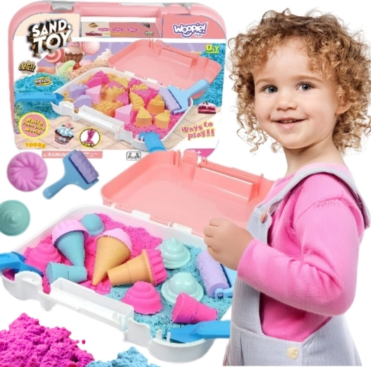 Nisip kinetic Woopie cu set de înghețată în valiză