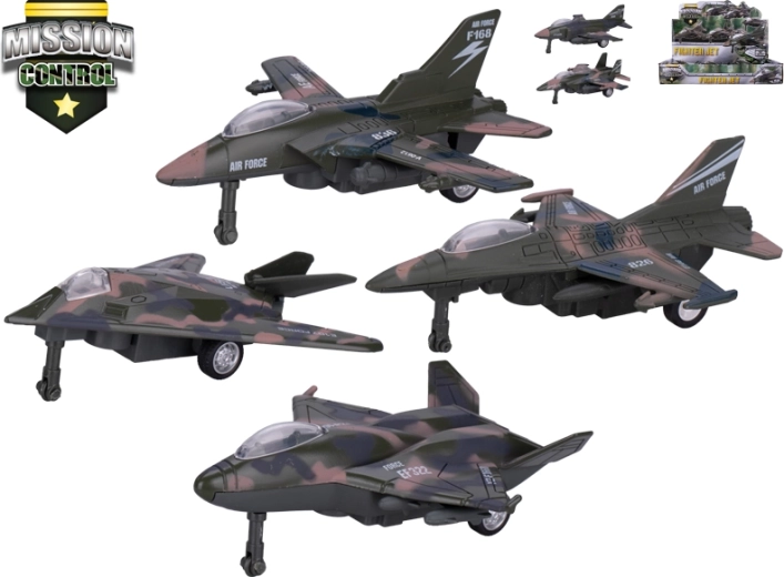 Model militar de avion din metal cu mecanism pull-back 12–13,5 cm