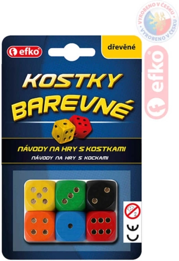 EFKO cuburi de joc din lemn colorate (6 buc.)