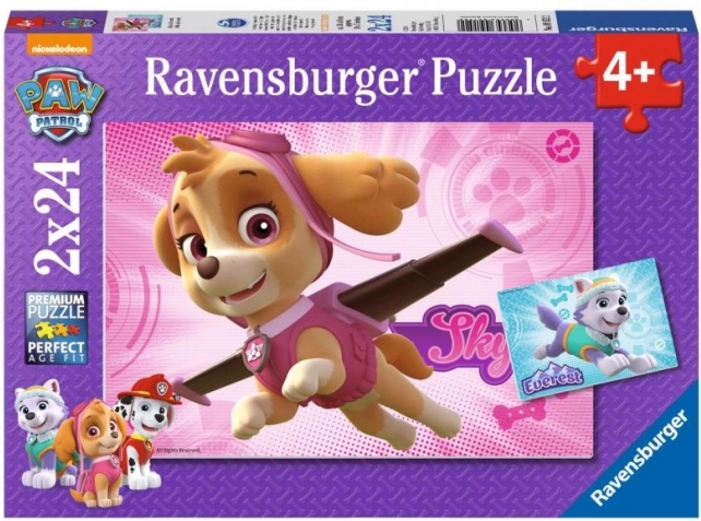 Puzzle Ravensburger Paw Patrol Skye și Everest 2×24 piese