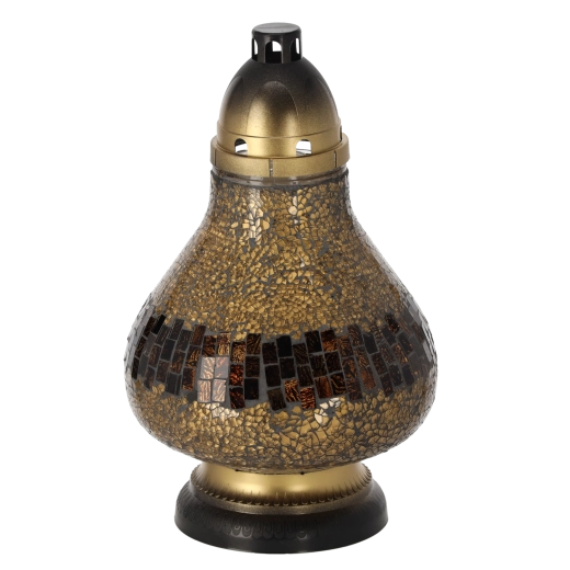 Lanterne din sticlă vitraliu Carafă auriu 37 cm, durată până la 50 de ore