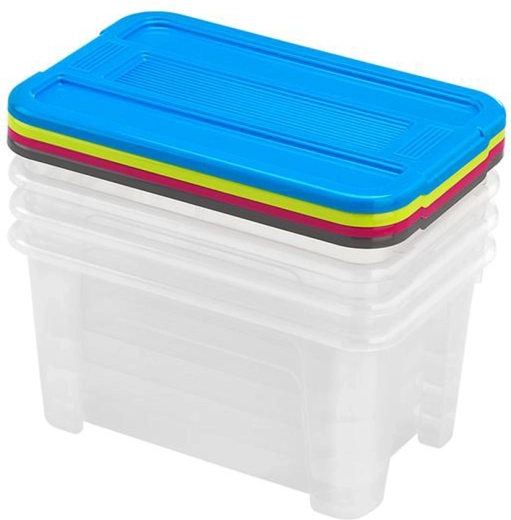 cutii de depozitare cu capac 4,5 l – set de 4 buc.