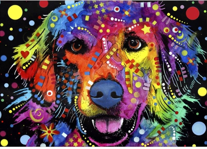 Broderie cu diamante (diamond painting) – câine abstract 40 × 30 cm - 1 bucată