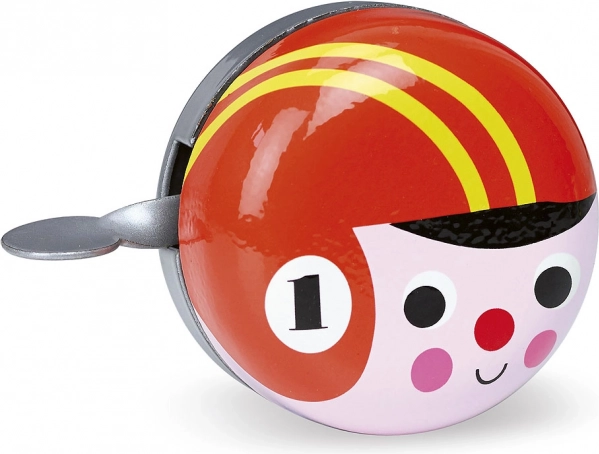 Clopoțel retro pentru bicicletă roșu cu călăreț