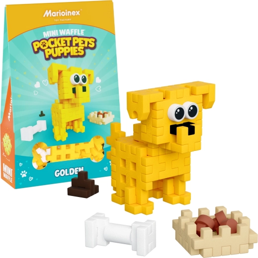 Set de construcție MINI WAFFLE Pocket Pets – cățel de Golden Retriever
