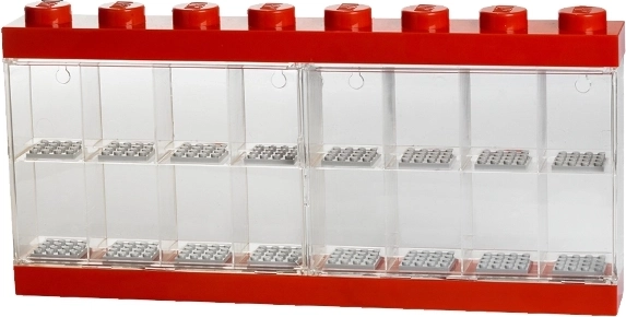 Vitrină de colecție pentru 16 minifigurine LEGO – roșie