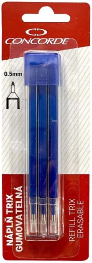 Rezerve pentru roller cu cerneală gumată CONCORDE TRIX 0,5 mm, albastru, 3 buc