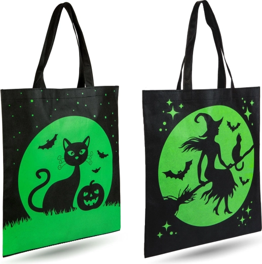 Pungă de Halloween cu model de pisică sau vrăjitoare - 1 bucată