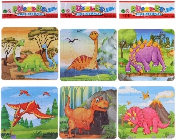 Puzzle și carte de colorat 2în1 – dinozauri, 2×16 piese, 3 variante