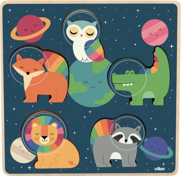 Vilac puzzle de inserție Astronauți Animale