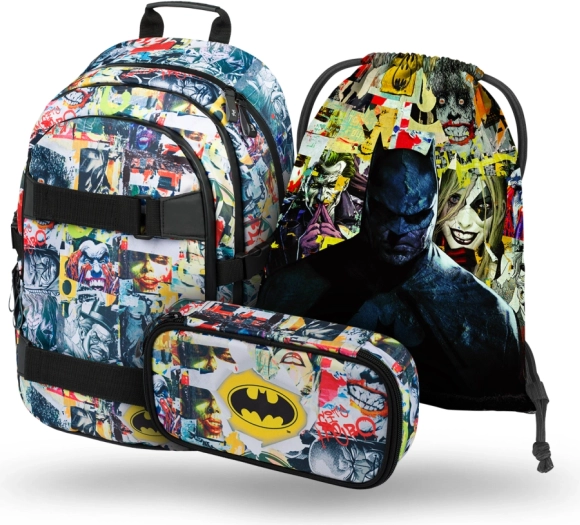 baagl set școlar skate batman comics – rucsac, săculeț și penar