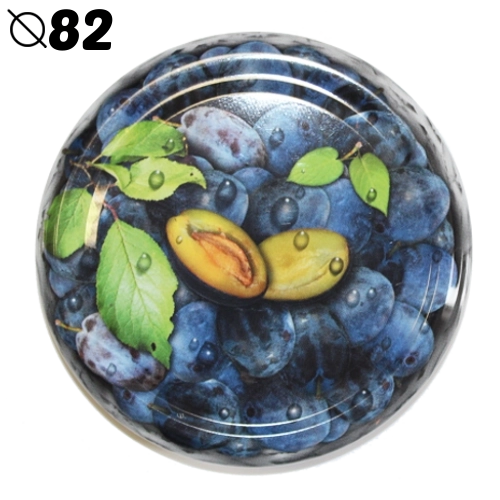 Capace pentru borcane de conservare 82 mm cu motiv de prune, 6z