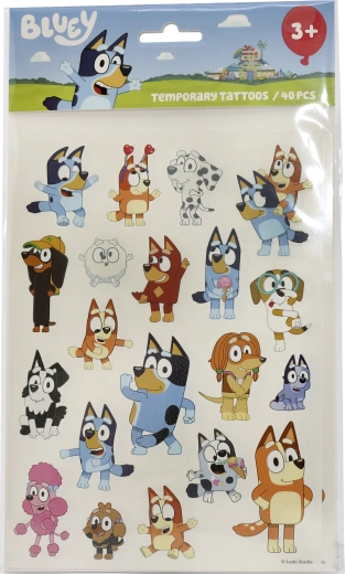 Tatuaje temporare lavabile pentru copii Bluey – set de 40 de bucăți