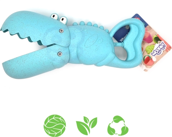 woopie green lopățică și colector crocodil pentru nisip și apă, albastru, din material biodegradabil