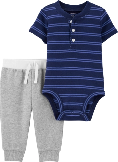 Set Carter's din 2 piese: body cu mânecă scurtă și pantaloni blue stripes pentru băieți