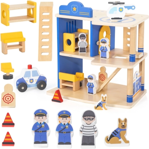 Stație de poliție din lemn Viga Toys cu accesorii